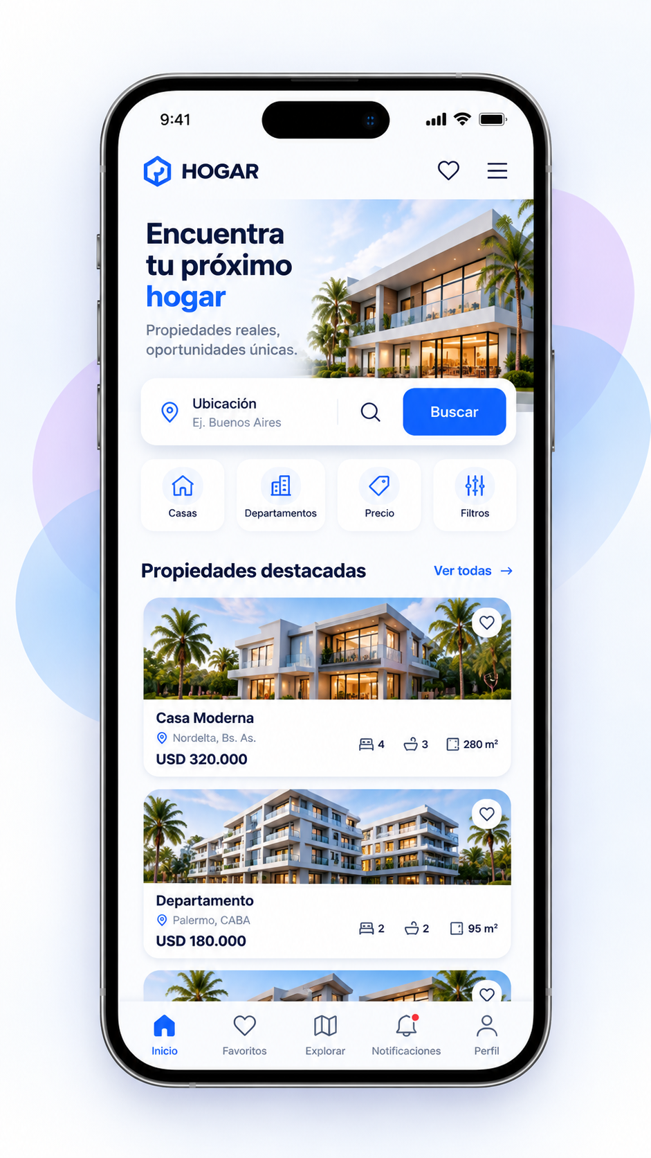 App móvil Hogar - Inmobiliaria