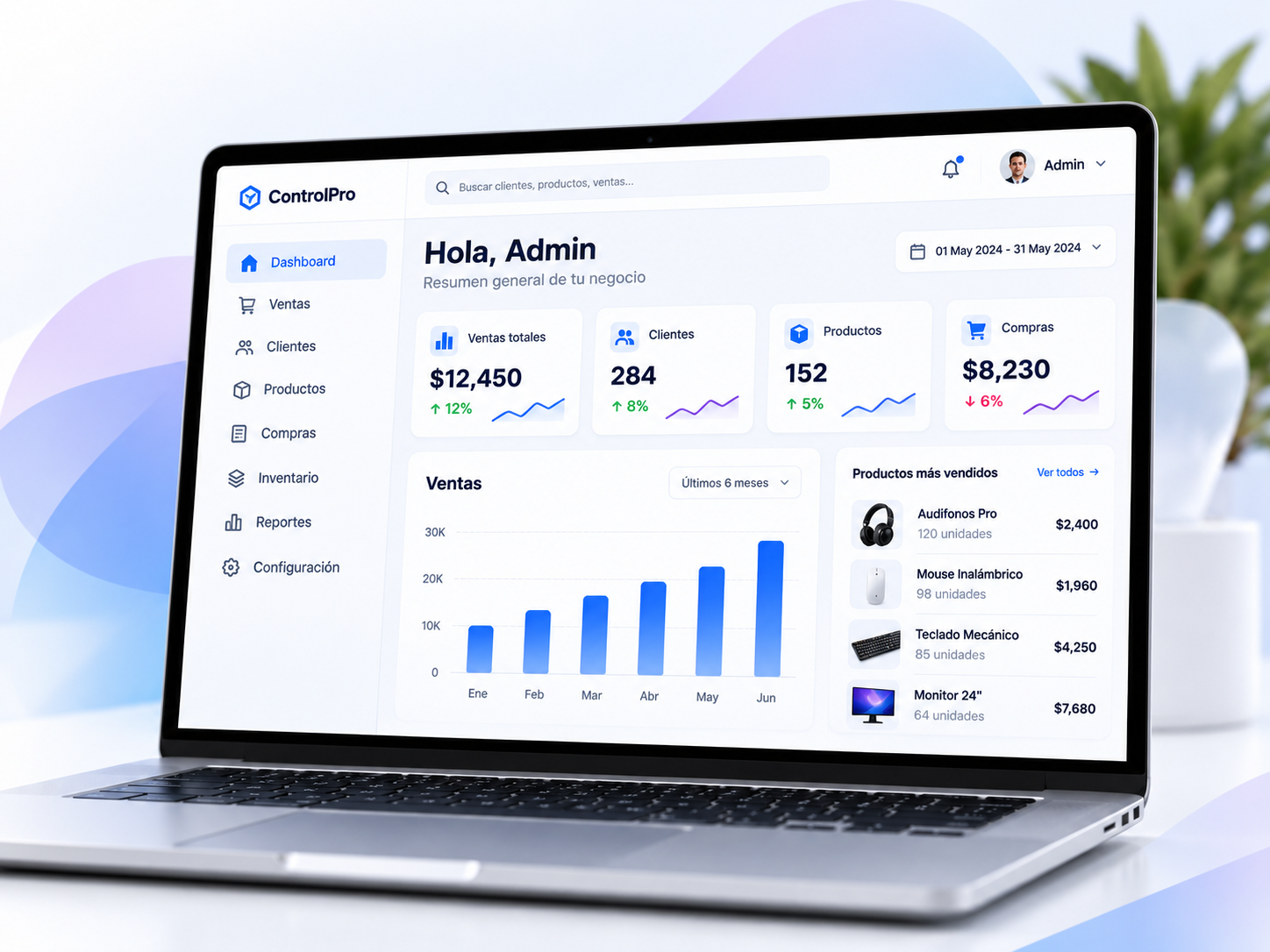 Sistema de gestión empresarial ControlPro
