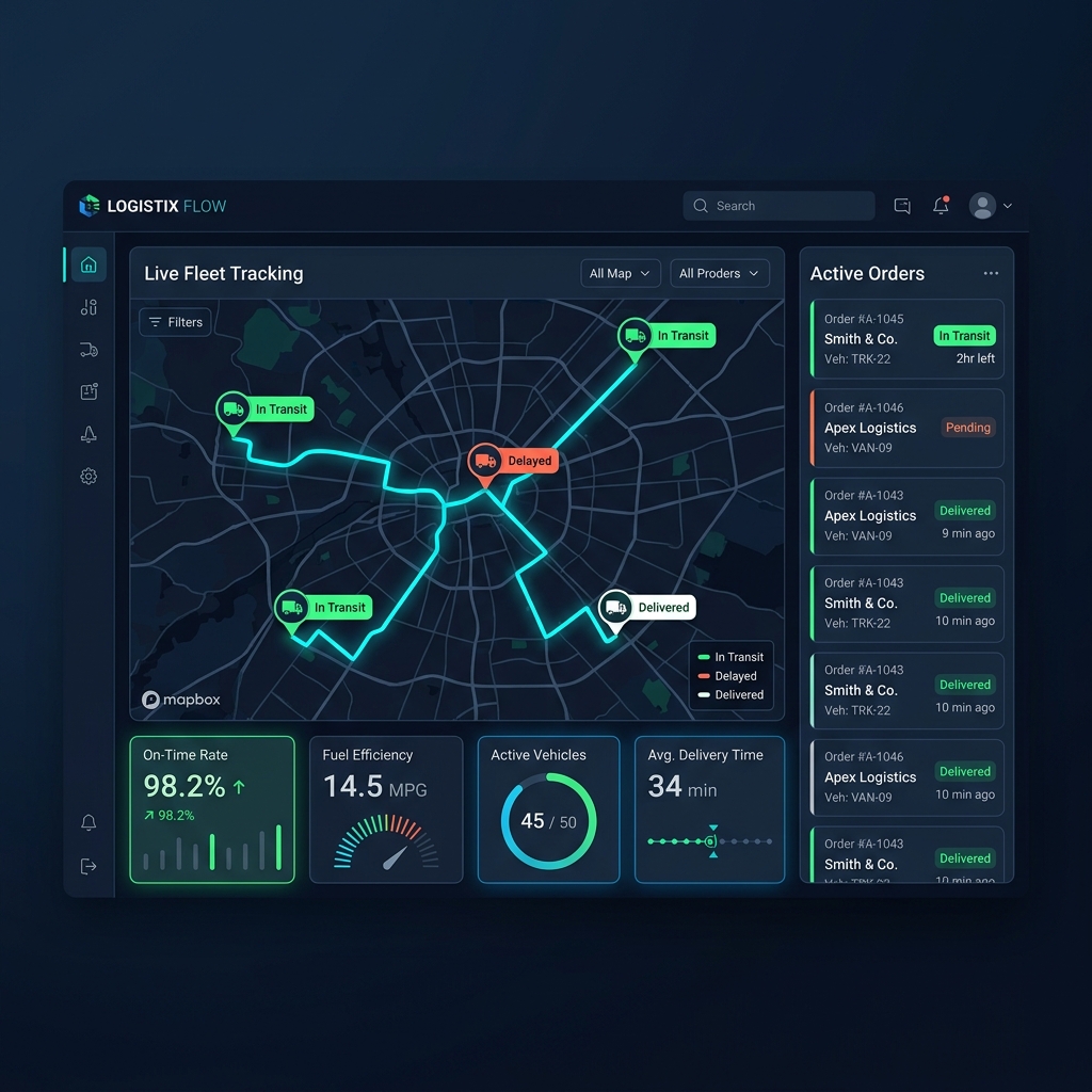 Dashboard logístico y de control de flotas en tiempo real