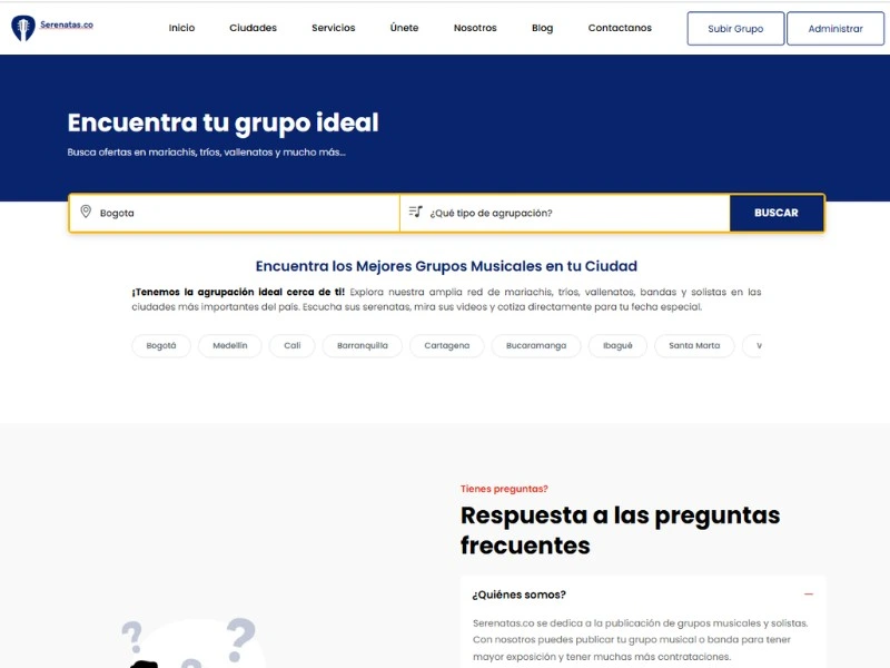 Serenatas.co Mockup